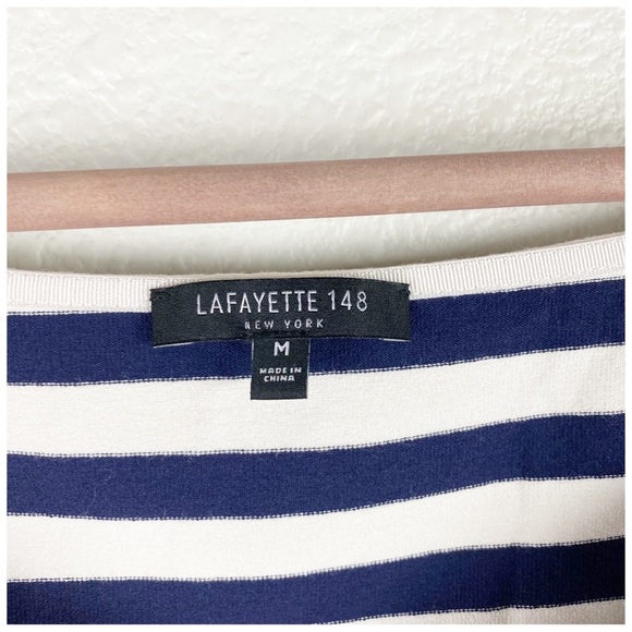Lafayette 148 Reese Bedford Stripe Short-Sleeve Top Size‎ Medium - Picture 7 of 9